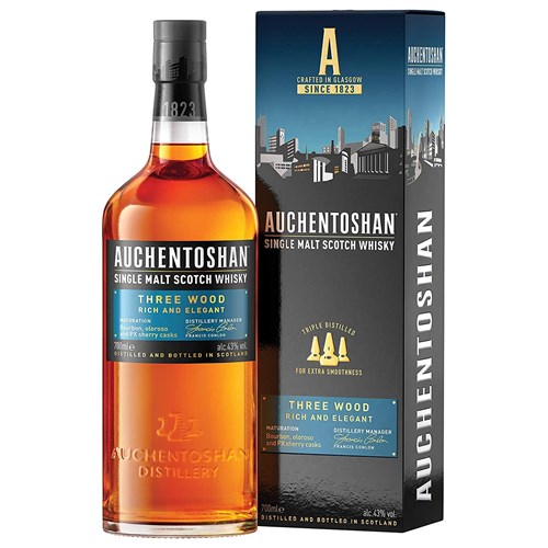 Auchentoshan Three Wood Single Malt Scotch Whisky 70cl - A Rich & Complex Triple-Cask Expression
